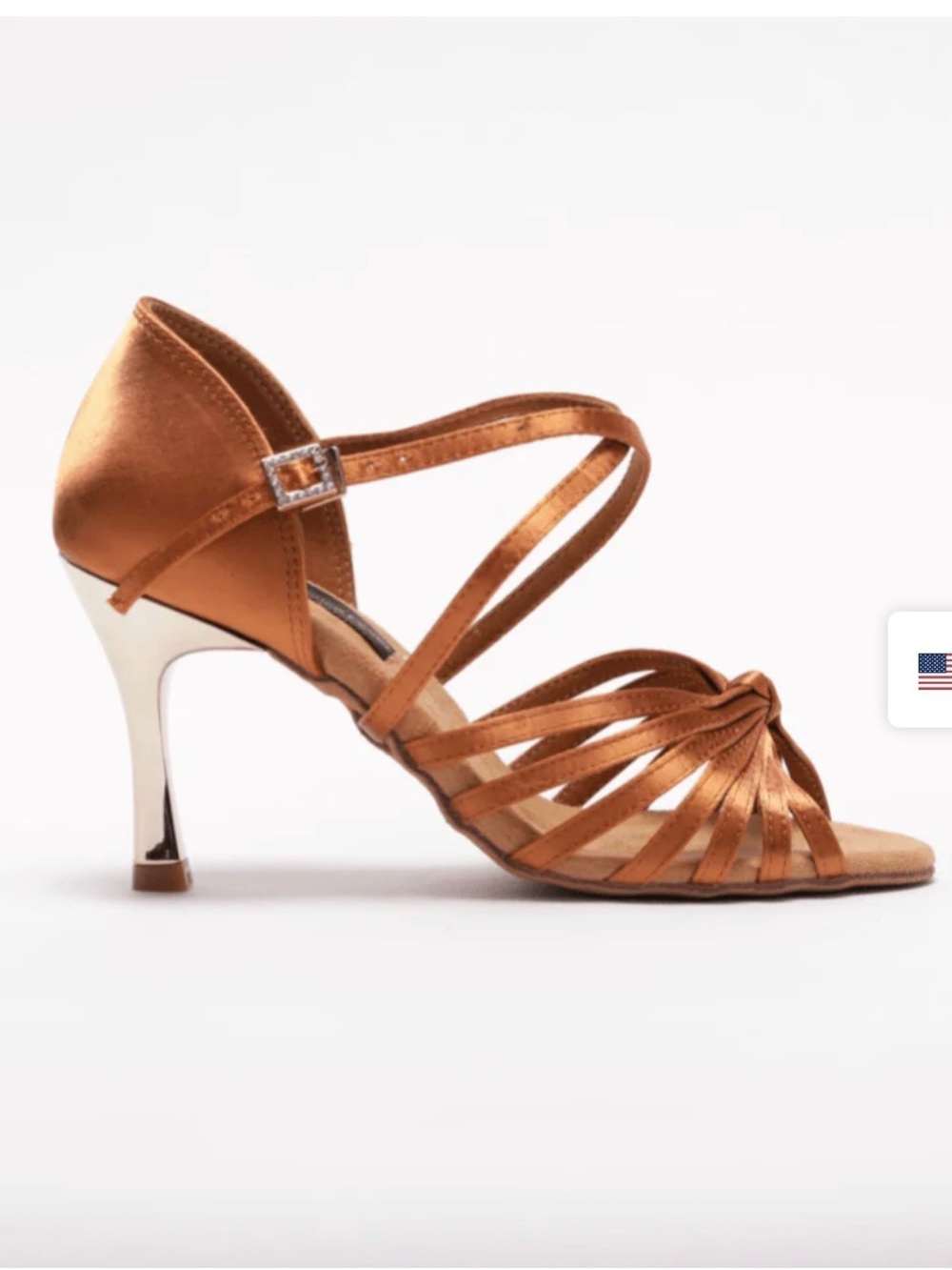 Satin Strappy Dance Heel in Copper